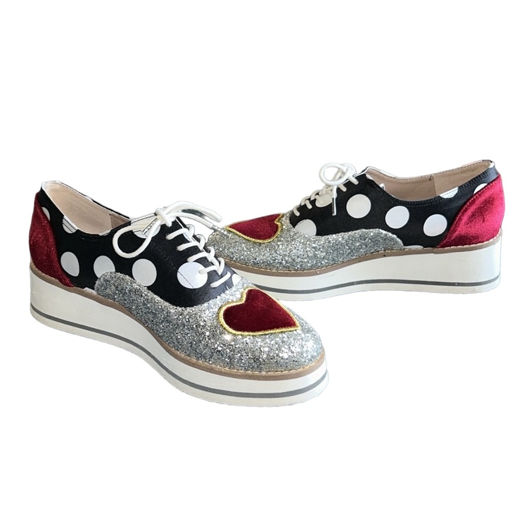 Betsey Johnson Platform Oxford Walker Silver Sparkle Shoes Size 7.5 - Picture 7 of 15